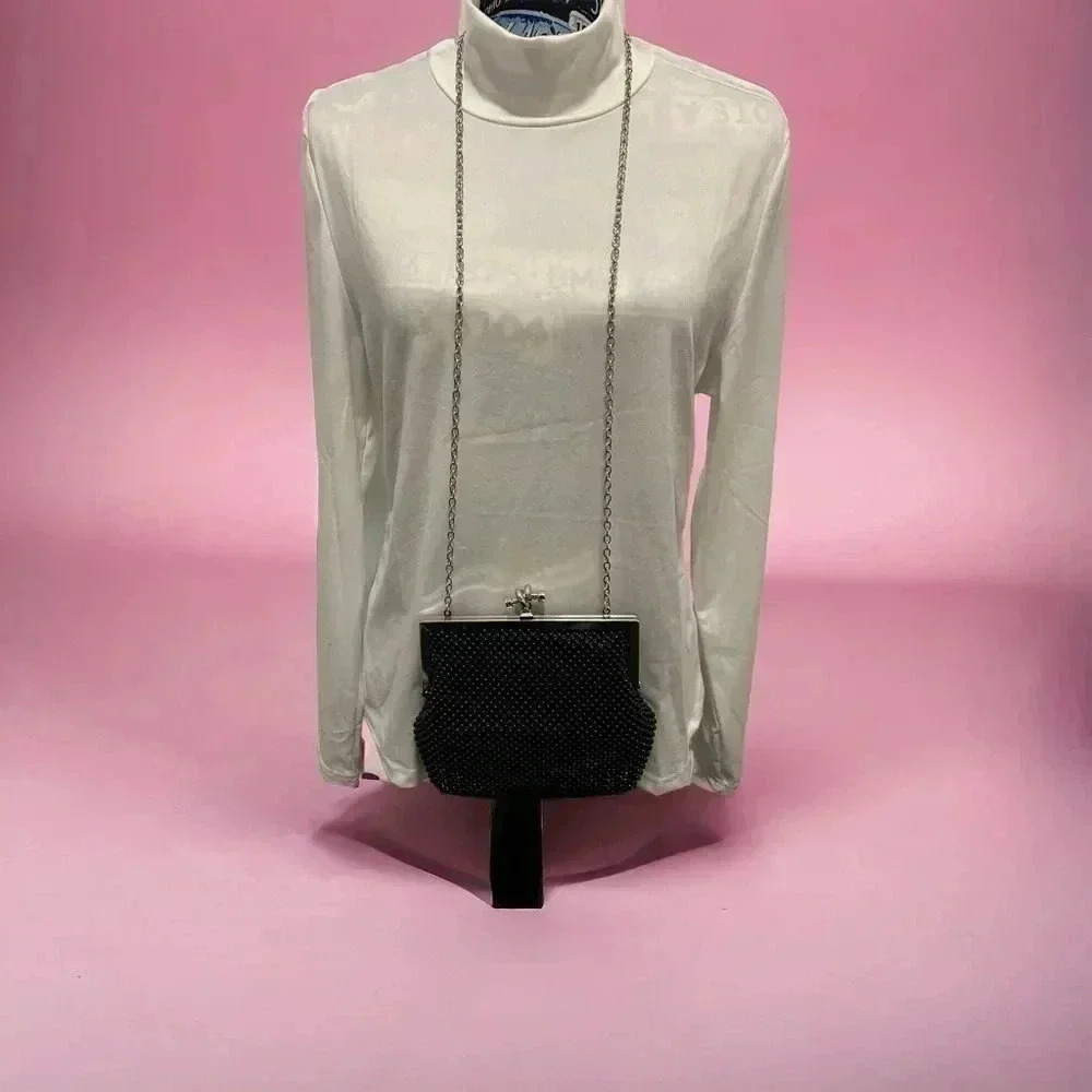 Jessica McClintock Black Beaded Shoulder/Crossbody or Clutch Purse Never used - Picture 4 of 10